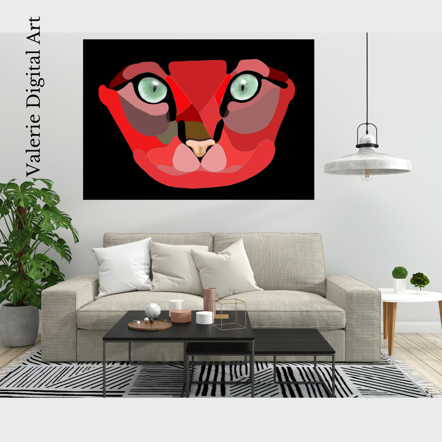 RED MICCI MY CAT Hahnemühle large Photo Rag Print - valerie-digital-art