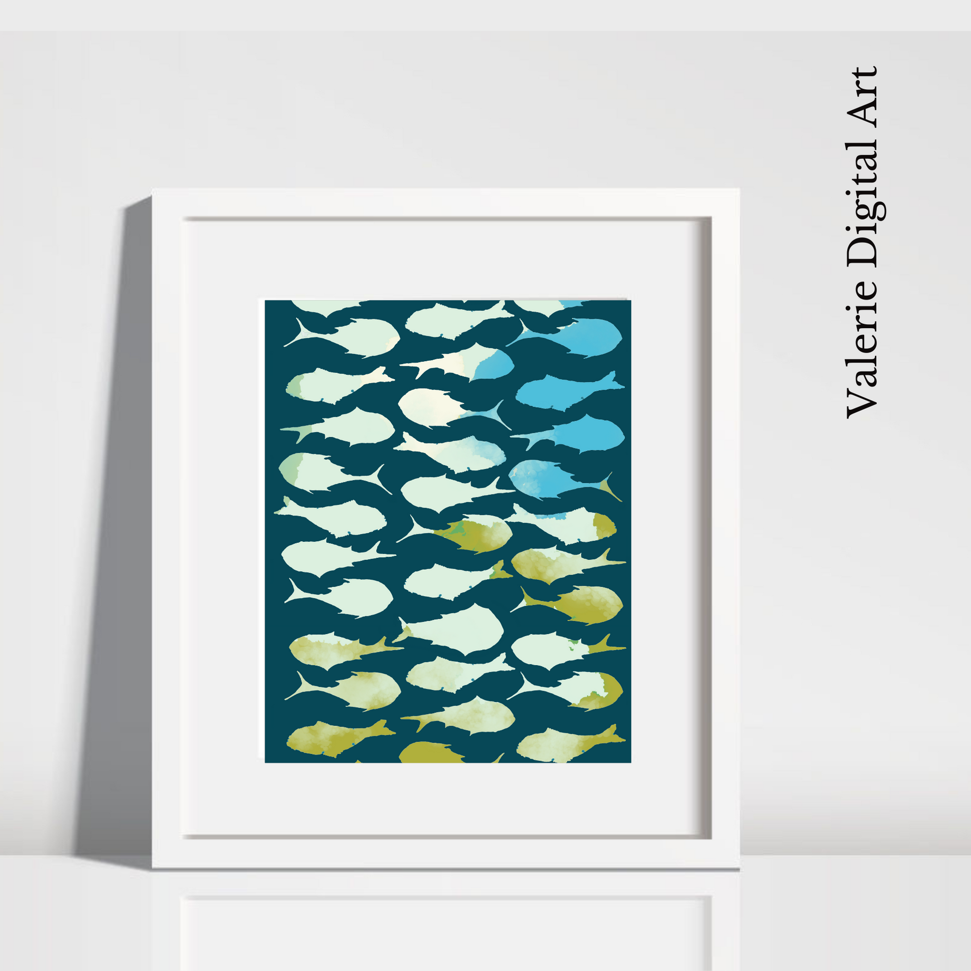 A SCHOOL OF FISH Hahnemühle German Etching Print - valerie-digital-art
