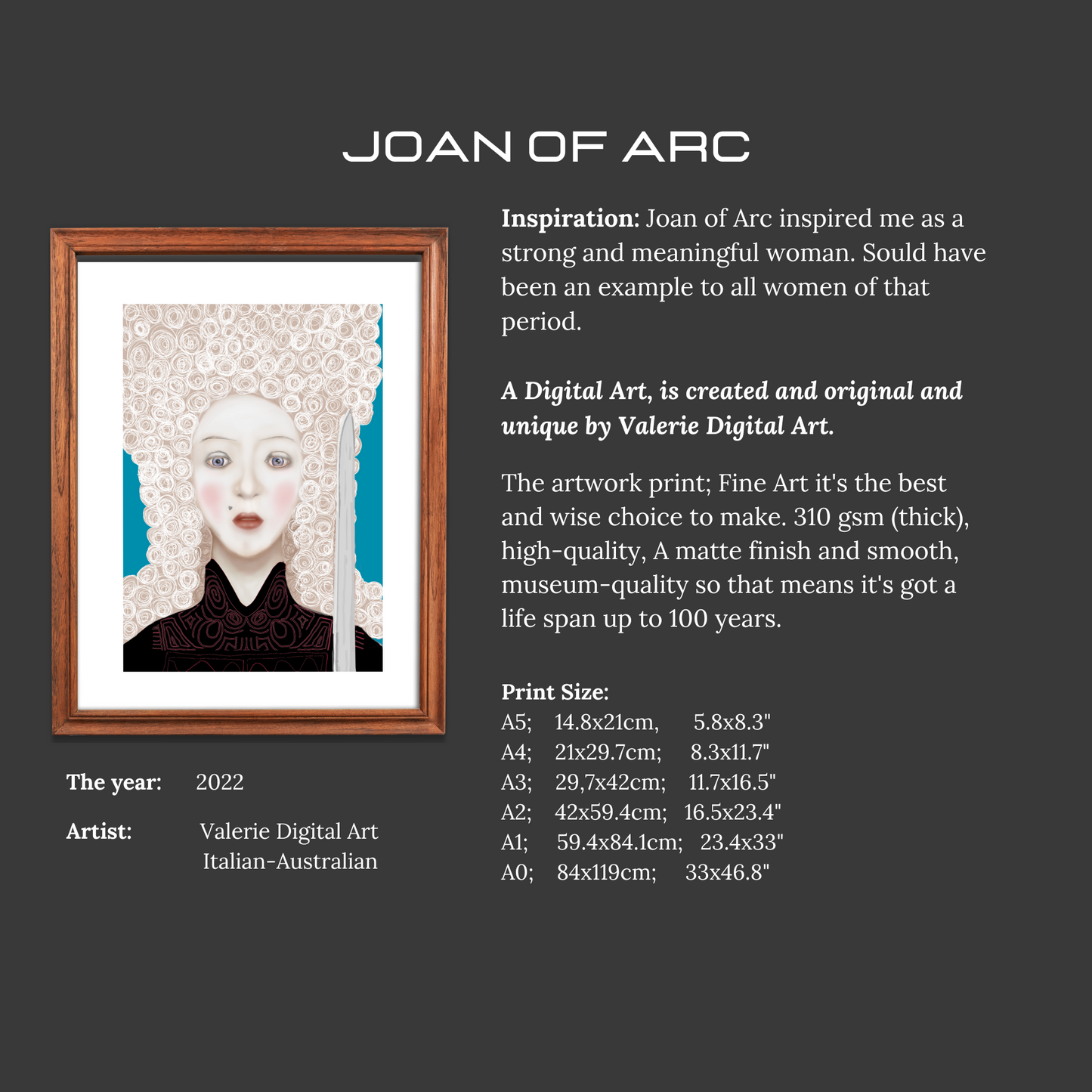 Joan of Arc Hahnemühle German Etching Print - valerie-digital-art
