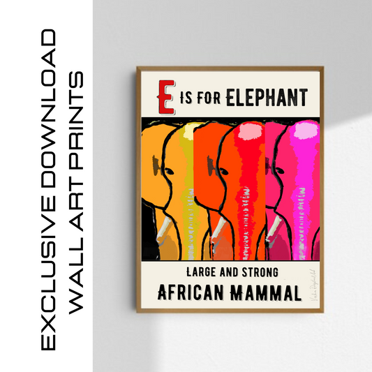 Digital download "E IS FOR ELEPHANT" - valerie-digital-art