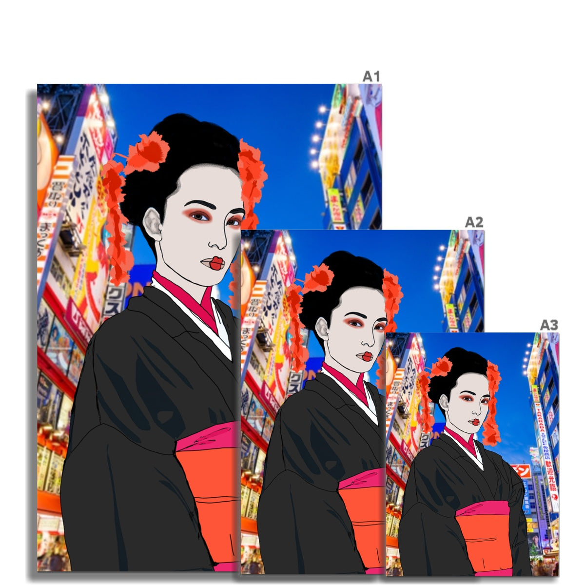 GEISHA IN TOKYO  Hahnemühle Photo Rag Print - valerie-digital-art
