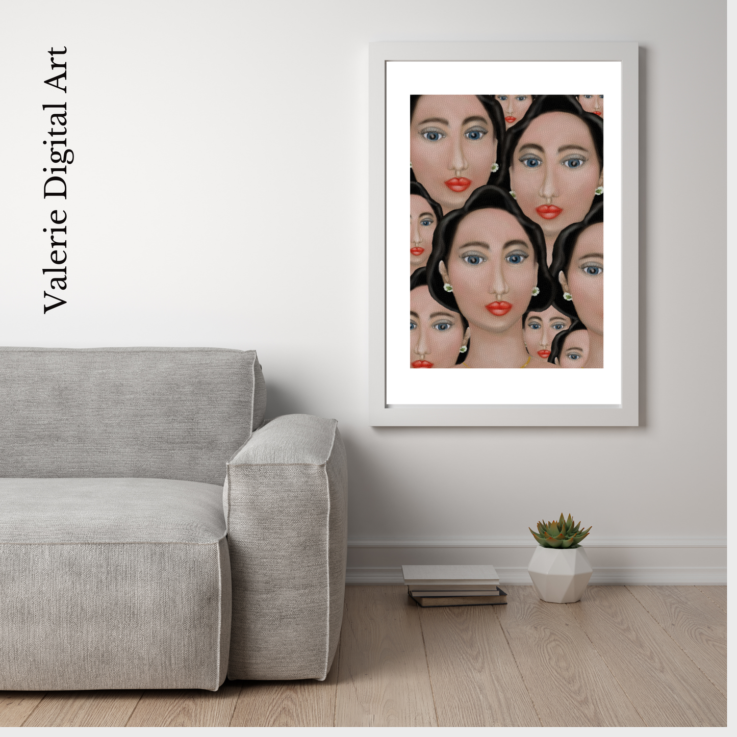 100 FACES - Wall Art print - valerie-digital-art