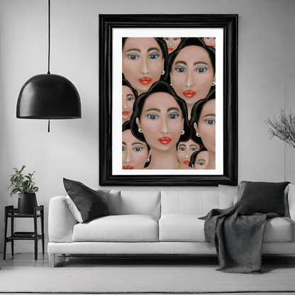 100 FACES - Wall Art print - valerie-digital-art