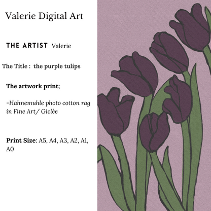 PURPLE TULIPS Hahnemühle Photo Rag Print - valerie-digital-art