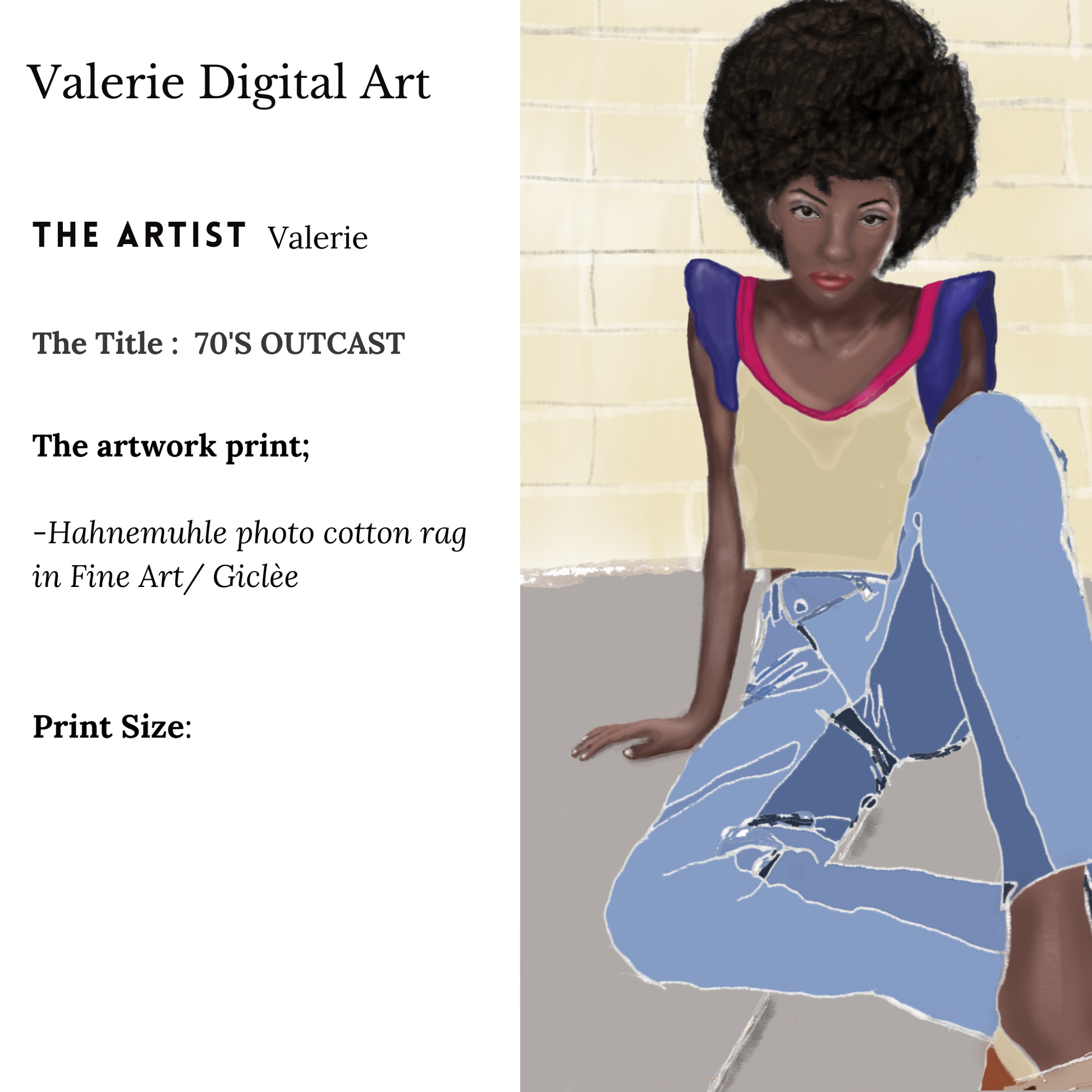 70's OUTCAST Hahnemühle Photo Rag Print - valerie-digital-art