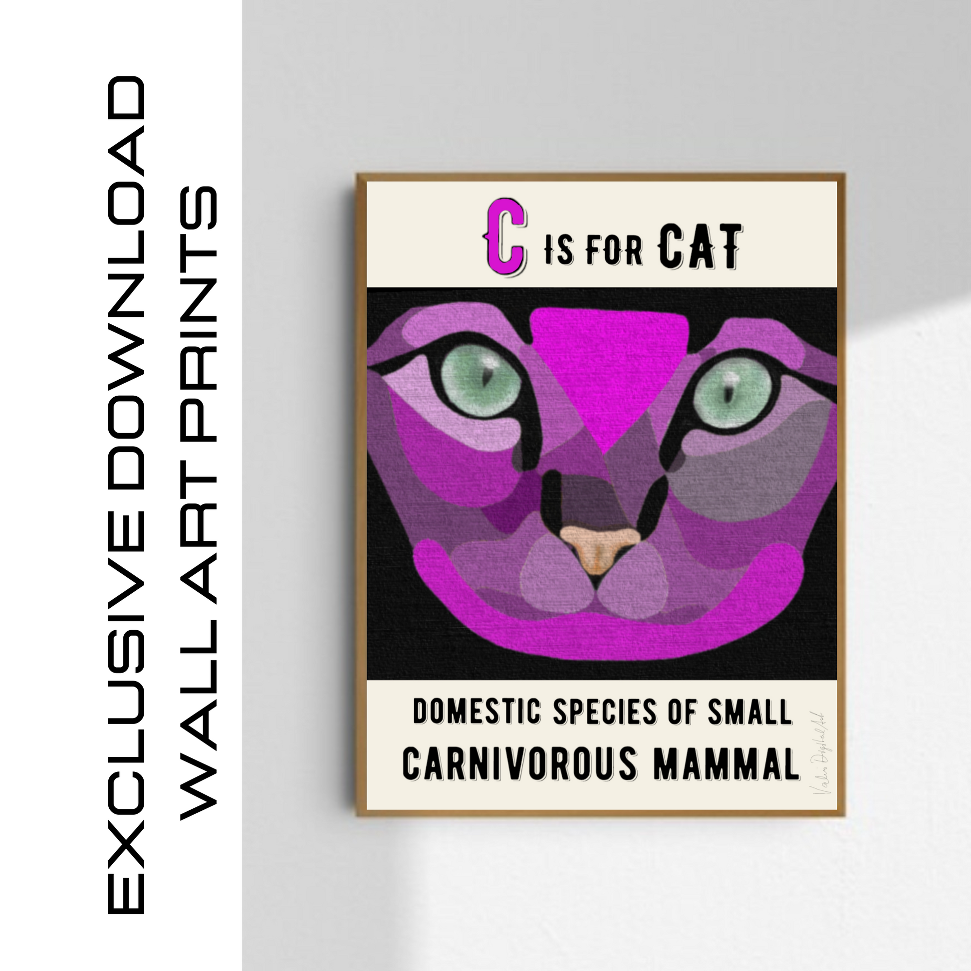 DIGITAL DOWN WALLART "C is for cat". - valerie-digital-art