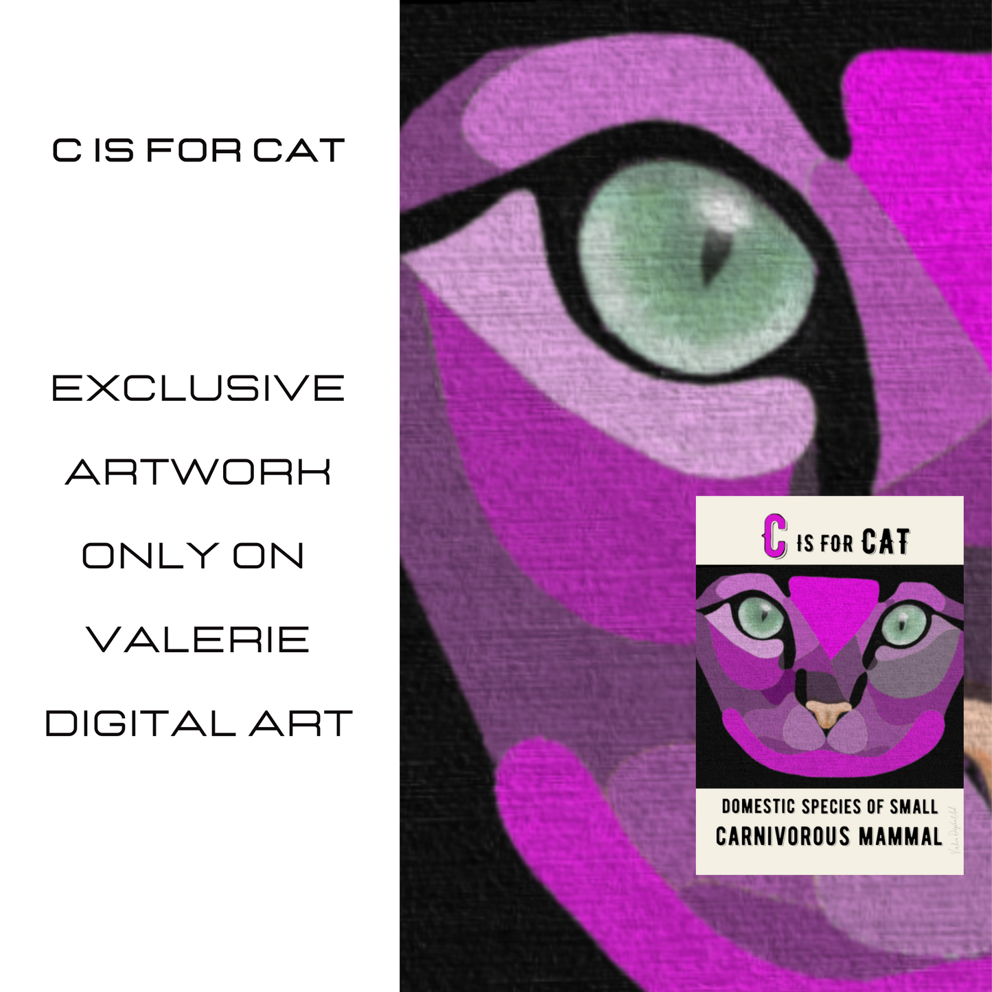 DIGITAL DOWN WALLART "C is for cat". - valerie-digital-art